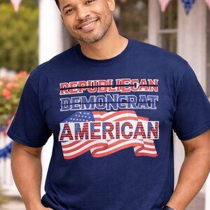 NWT - Large blue tee. USA American Flag Heritage. Patriotic July 4th shirt